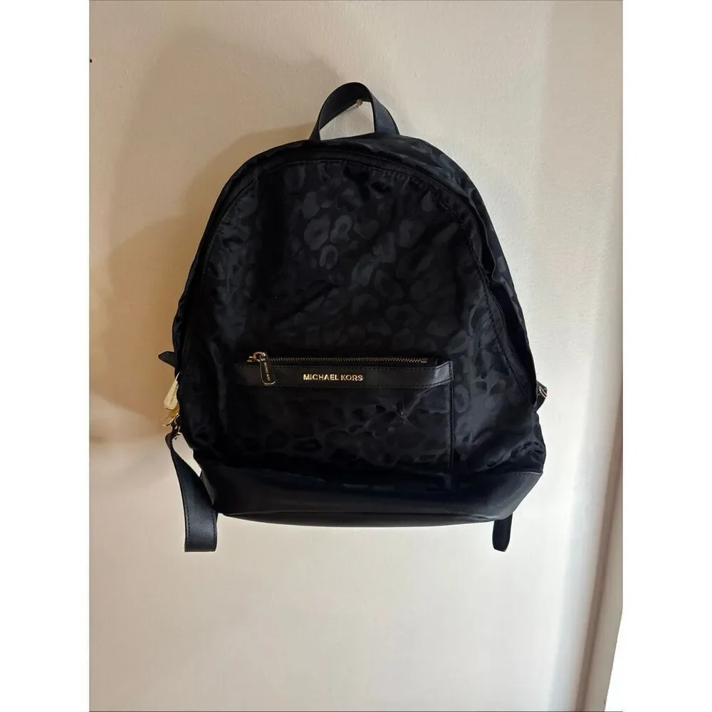 Michael Kors Black Leopard Print Backpack